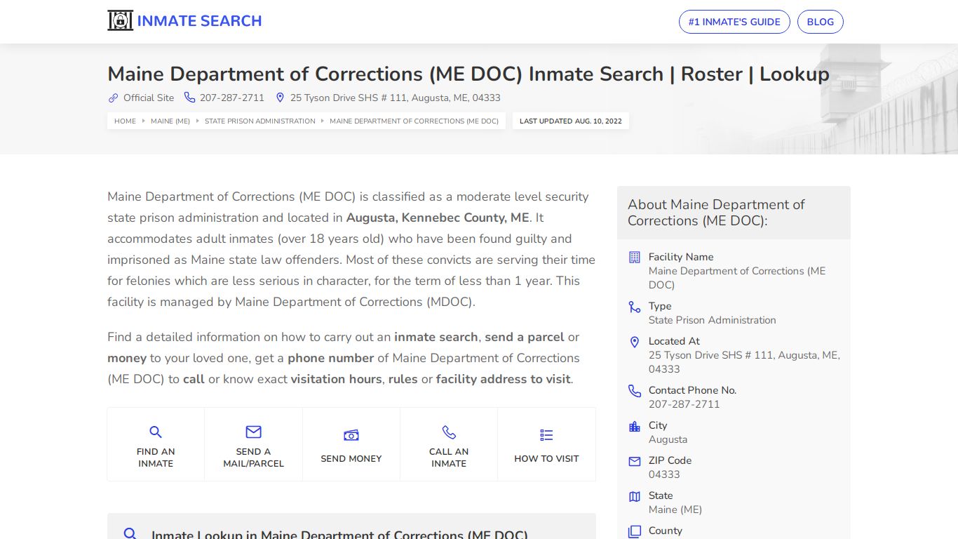 Maine Department of Corrections (ME DOC) Inmate Search ...